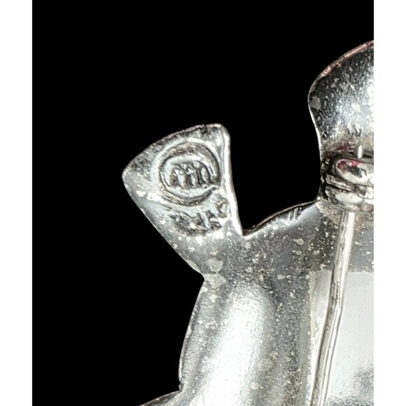 VTG Taxco Sterling Silver Turtle Brooch Pin Miguel Melendez Mexico Stone Inlay - Picture 7 of 14